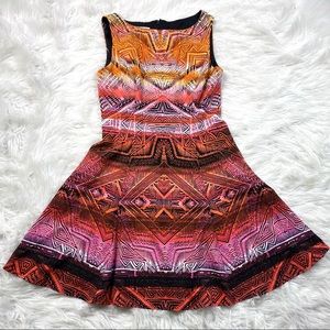Dressbarn Aztec Fit Flare Cocktail Dress Retro